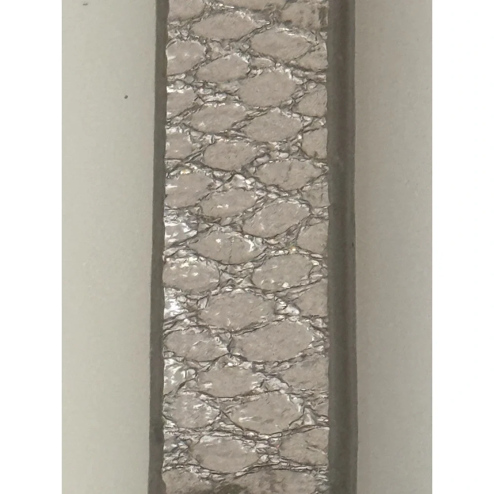 Silver Tone Reptile Print Leather Adjustable Metal Belt Hook Closure‎ OS to 38